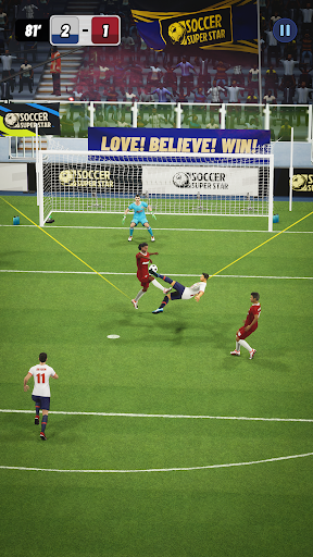 A thrilling soccer match captured in the Soccer Score Star App, showcasing intense gameplay and stunning graphics.