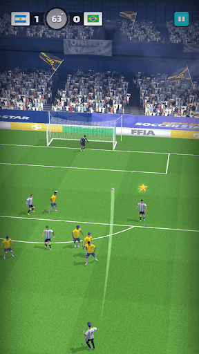 An exhilarating soccer match in a mobile game, capturing the spirit of competition and the thrill of victory.