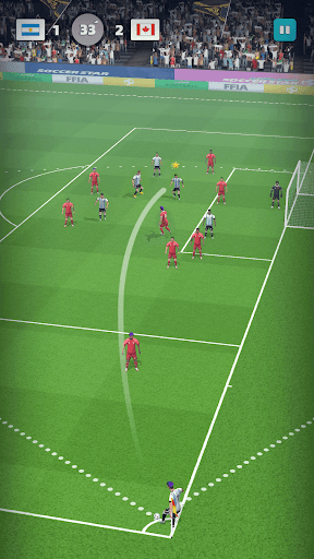 An exhilarating soccer match in a mobile game, capturing the spirit of competition and the thrill of victory.