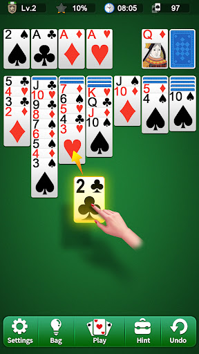 An engaging and calming game of Solitaire, representing the blend of strategy and relaxation, inviting players to immerse in a classic card adventure.