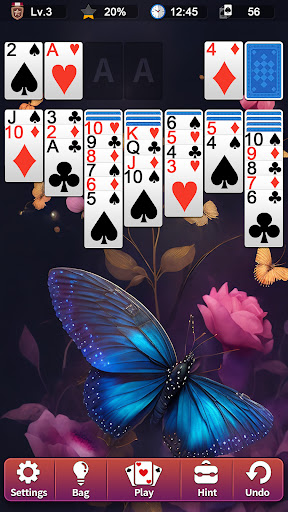 An engaging and calming game of Solitaire, representing the blend of strategy and relaxation, inviting players to immerse in a classic card adventure.