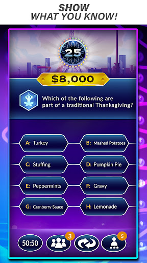 Excitement and anticipation of being on a game show, the thrill of answering questions under pressure, fun and engaging trivia challenge.