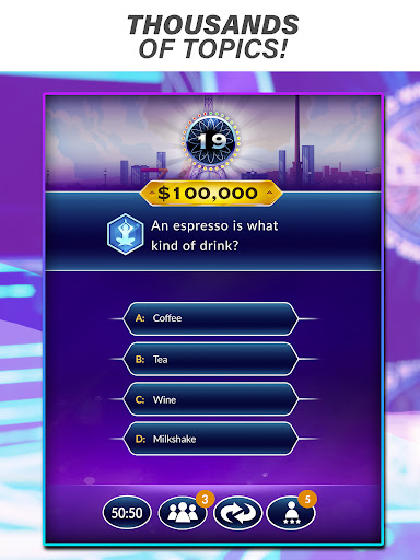 Excitement and anticipation of being on a game show, the thrill of answering questions under pressure, fun and engaging trivia challenge.