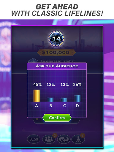 Excitement and anticipation of being on a game show, the thrill of answering questions under pressure, fun and engaging trivia challenge.