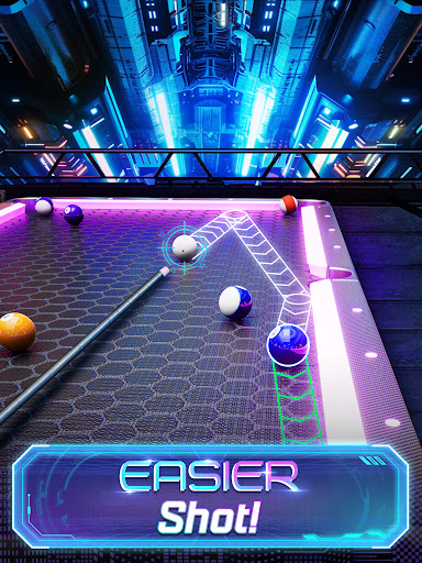 A player intensely focused on making the perfect pool shot, capturing the excitement and precision of the Eight Ball Pool Rival game.