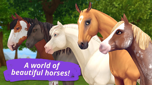 A joyful player riding a majestic horse through an enchanting, lush landscape, capturing the essence of adventure and exploration in a magical world.