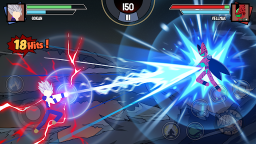 A thrilling battleground where stickman warriors engage in epic shadow fights, showcasing vibrant colors and dynamic action.