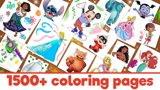 A child joyfully coloring a magical scene featuring Disney princesses, capturing the essence of creativity and imagination in a vibrant and enchanting world.