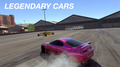 A thrilling race car drifting around a sharp corner with screeching tires, symbolizing the adrenaline and excitement of the Drift Hunters mobile game.