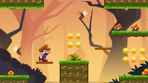 A vibrant and adventurous jungle scene capturing the thrill, excitement, and wonder of Super Bino Go's gameplay journey.