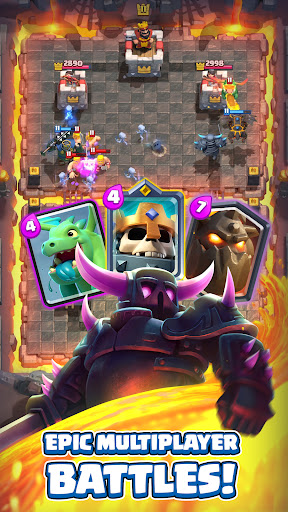 An epic clash between colorful cards in a vibrant arena, symbolizing strategy and excitement in mobile gaming.