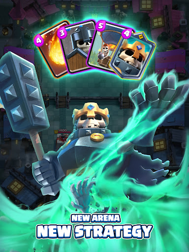 An epic clash between colorful cards in a vibrant arena, symbolizing strategy and excitement in mobile gaming.