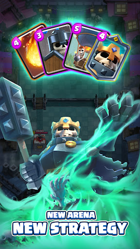 An epic clash between colorful cards in a vibrant arena, symbolizing strategy and excitement in mobile gaming.