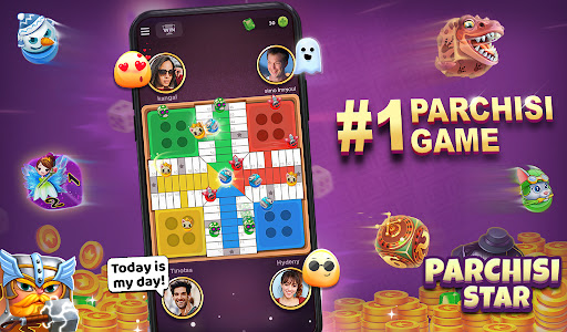 A vibrant and engaging depiction of players enjoying a classic board game experience on their mobile devices, capturing the excitement and nostalgia of Parchisi.