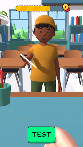 A vibrant and engaging representation of a teacher in an animated classroom, capturing the excitement and challenges of teaching.