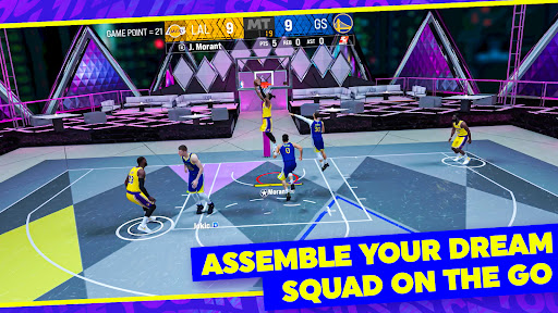 A dynamic and exciting basketball scene depicting teamwork, strategy, and the thrill of competition, capturing the essence of MyTEAM's immersive gameplay.