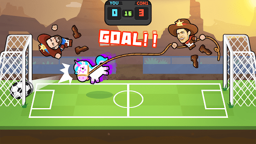 An exciting moment in a mobile soccer game, capturing the thrill and intensity of Flick Soccer.