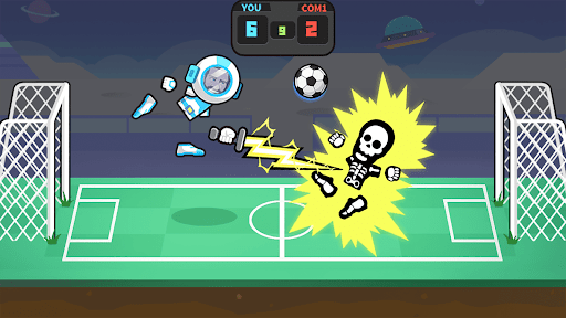 An exciting moment in a mobile soccer game, capturing the thrill and intensity of Flick Soccer.