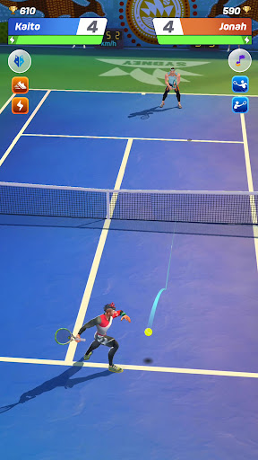 A thrilling virtual tennis match in Tennis Clash, capturing the excitement and competitive spirit of the game.