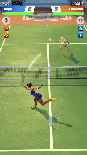 A thrilling virtual tennis match in Tennis Clash, capturing the excitement and competitive spirit of the game.