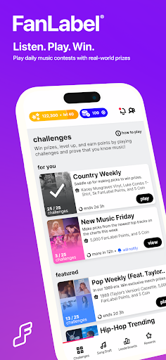 A vibrant and engaging representation of the FanLabel Music App, capturing the excitement and thrill of managing your own fantasy record label and competing in music challenges.