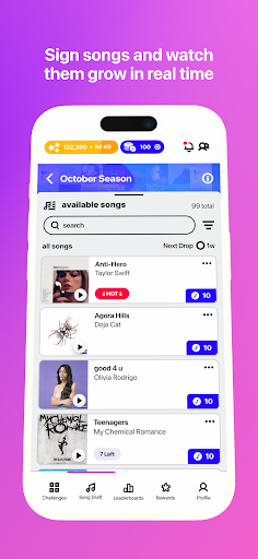 A vibrant and engaging representation of the FanLabel Music App, capturing the excitement and thrill of managing your own fantasy record label and competing in music challenges.