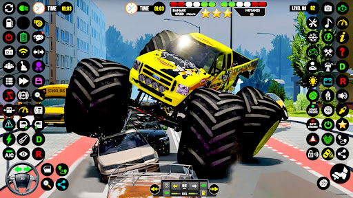 An adrenaline-fueled monster truck soaring over a ramp, capturing the thrill and excitement of stunt racing.