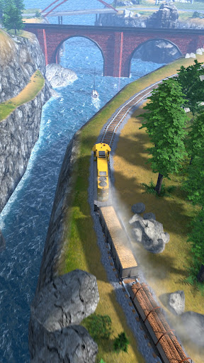 A thrilling and adventurous scene of a train soaring through the air off a ramp, capturing the excitement and daring nature of the Train Ramp Jumping Game.