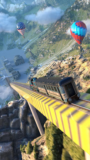 A thrilling and adventurous scene of a train soaring through the air off a ramp, capturing the excitement and daring nature of the Train Ramp Jumping Game.