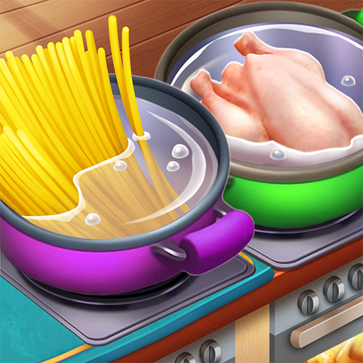 A vibrant and bustling kitchen filled with colorful dishes, symbolizing the excitement and challenge of mastering culinary skills in a mobile game.