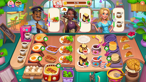 A vibrant and bustling kitchen filled with colorful dishes, symbolizing the excitement and challenge of mastering culinary skills in a mobile game.