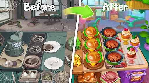 A vibrant and bustling kitchen filled with colorful dishes, symbolizing the excitement and challenge of mastering culinary skills in a mobile game.