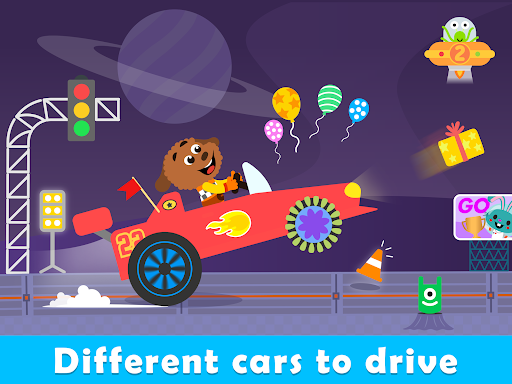 A vibrant and colorful illustration of children joyfully playing with cars, symbolizing fun and educational learning.