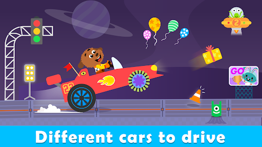 A vibrant and colorful illustration of children joyfully playing with cars, symbolizing fun and educational learning.