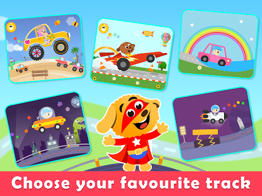 A vibrant and colorful illustration of children joyfully playing with cars, symbolizing fun and educational learning.