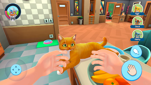 A playful cat exploring a virtual world full of adventures and surprises, capturing the essence of a feline fantasy.