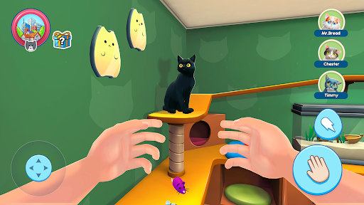 A playful cat exploring a virtual world full of adventures and surprises, capturing the essence of a feline fantasy.