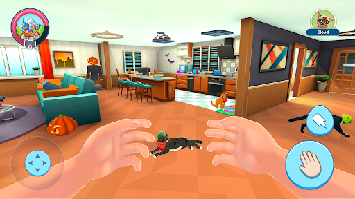 A playful cat exploring a virtual world full of adventures and surprises, capturing the essence of a feline fantasy.