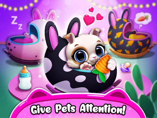 A joyful scene with an adorable virtual pet in a vibrant, colorful setting, evoking feelings of happiness and relaxation.