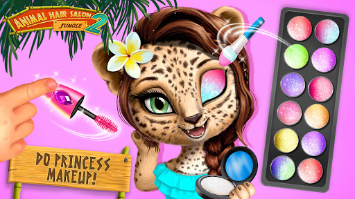 A vibrant and playful illustration capturing the joyful essence of children styling adorable jungle animals in a colorful salon setting, symbolizing creativity and learning.