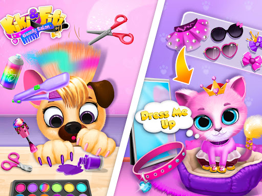 Cute and colorful pets await their beauty transformation in the Kiki & Fifi Pet Salon app, where creativity and fun meet!