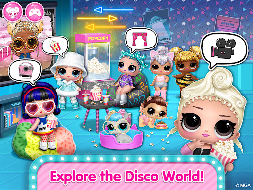 A joyful digital playground filled with colorful graphics and engaging activities, capturing the essence of childhood wonder and creativity in LOL Surprise Disco House.