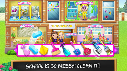 A joyful child engaging in a colorful, educational cleaning game, embodying fun and learning.