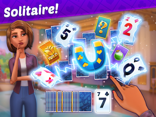 A vibrant and captivating scene from the Solitaire Story app, illustrating an exciting adventure through the realms of solitaire, filled with challenges and rewards.