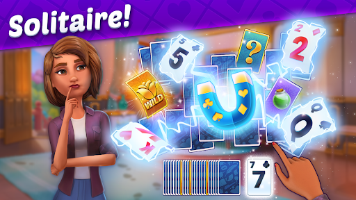 A vibrant and captivating scene from the Solitaire Story app, illustrating an exciting adventure through the realms of solitaire, filled with challenges and rewards.