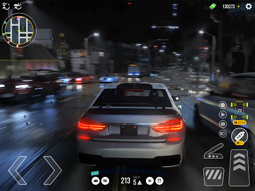 A thrilling city car race with dynamic weather and stunning visuals, evoking excitement and adventure.