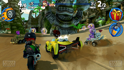 Exciting and vibrant beach buggy racing scene, full of energy and fun.