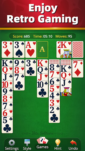 A nostalgic journey into the classic world of solitaire, evoking feelings of strategy, patience, and timeless enjoyment.