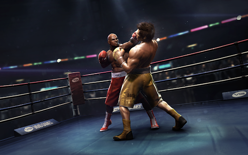 A thrilling boxing match captured in dynamic motion, conveying excitement and intensity as two fighters engage in the ring.