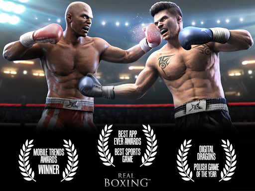 A thrilling boxing match captured in dynamic motion, conveying excitement and intensity as two fighters engage in the ring.